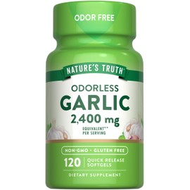 Nature's Truth Odorless Garlic 2400 mg | 120 Softgels | Extract Pills | Non-GMO, Gluten Free Supplement