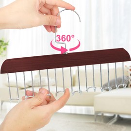 Xbaiyanr 4Pcs Anti Slip Multi Hook Coat Racks,Bra Hangers for Closet Organizer with 8 Hooks 360 °Swivel Belt Hanger for Closet for Belt, Tie, Tank Top, Bra, Scarf (Brown)