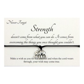 Lucor Inspirational Gifts,Strength Positive Thinking Gifts,Encouragement Gifts,Strength Wish String Bracelet,Inspirational Quote Friendship Gifts(Strength)