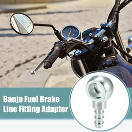 ACROPIX 12mm Diameter 7.7 mm OD Banjo Hose Barb Bolt Fittings Universal Banjo Fitting Fuel Line Adapter Connector for Motorcycle Car Silver Tone - Pack of 2