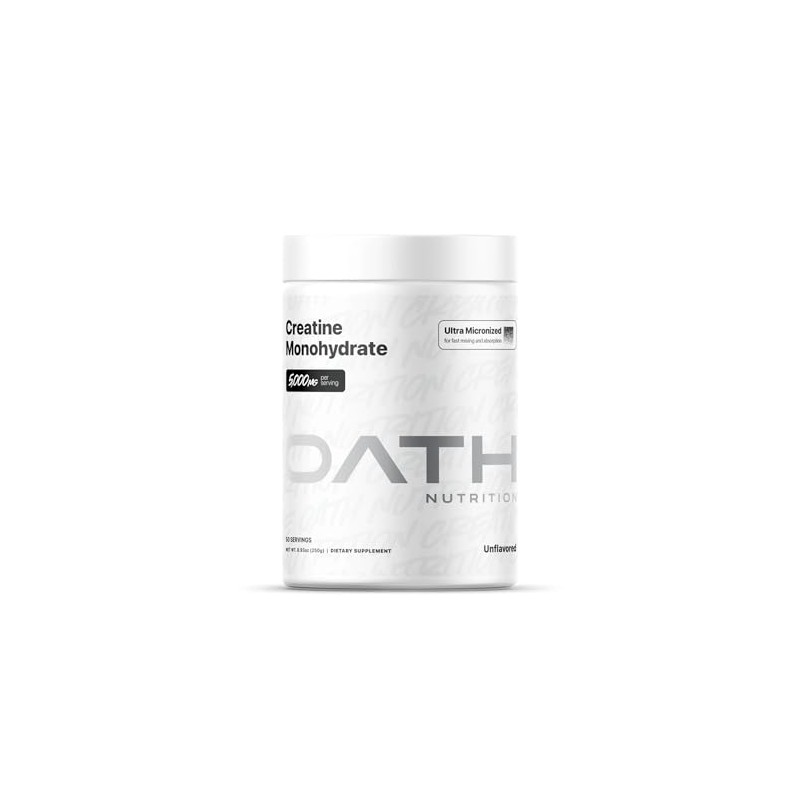 Oath Nutrition Ultra Micronized Creatine Monohydrate Powder, Unflavored, Gluten Free,