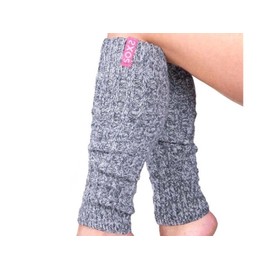 LK Trend & Style SOXS Women's Leg Warmers with Coloured Label One Size, Light grey with label colour bubblegum