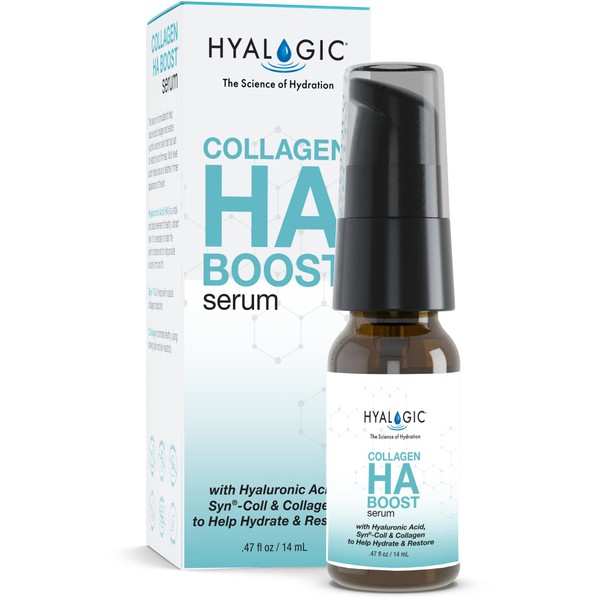 Hyalogic Collagen HA Boost Face Serum 0.47oz - Facial Hyaluronic Acid (HA) and Marine Collagen Peptides - Triple Boost Hydrates Skin and Reduces Fine Lines and Wrinkles - 0.47 fl oz