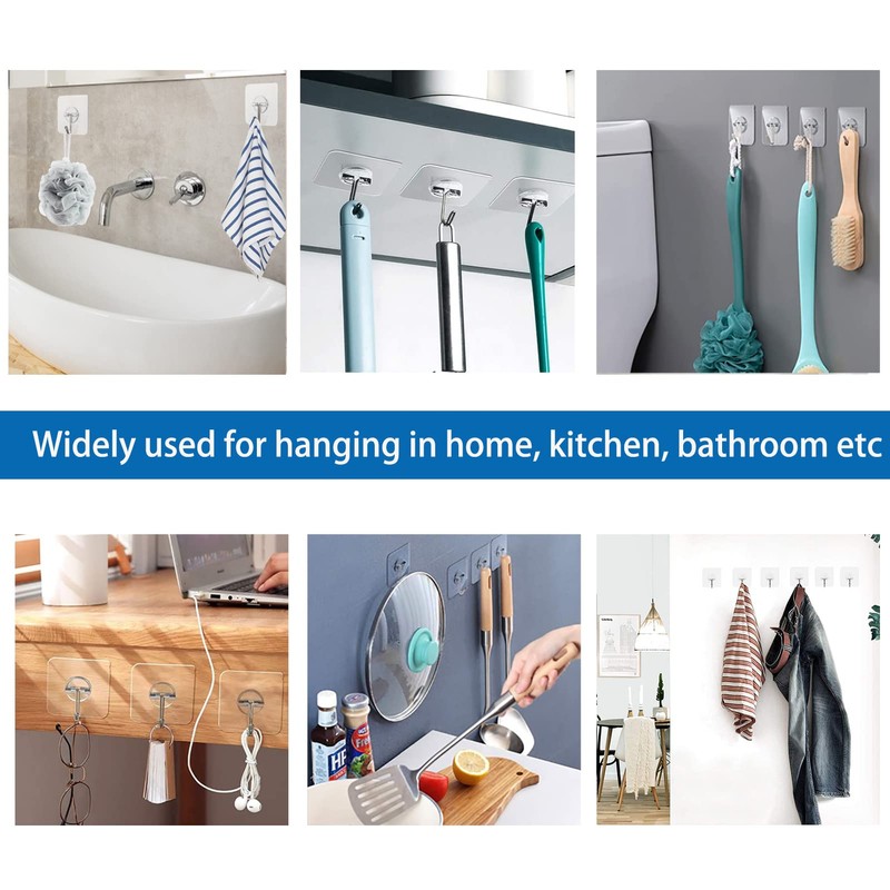 Adhesive Hooks 40 Pack 22lb(Max) Adhesive Wall Hooks, Heavy Duty