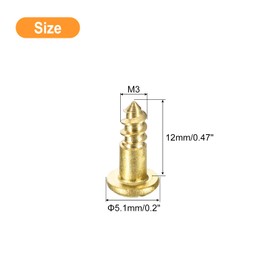 QUARKZMAN Wood Screws M3 x 12 mm Slotted Round Head Brass Self Tapping Screw Woodworking Screw Pack of 60