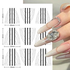 XEAOHESY 4 Sheets French Tip Nail Stickers French Tip Guide Nail Stencils Decals Self-Adhesive Smile Lines Nails Guides Tool for Women Girls