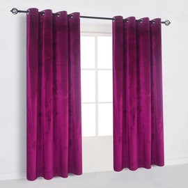 Cherry Home Super Soft Luxury Velvet Fushcia Room Darkening Light Blocking Drapes Curtain Panel Drapery 52 inch Wide by 72 inch Length with Grommet Fushcia,2 Panels