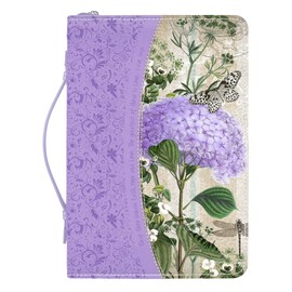 Faith Hope Love Hydrangea Floral Purple Medium Faux Leather Bible Cover