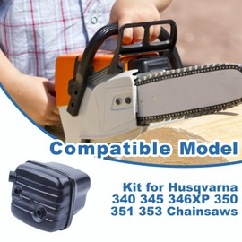 AUMEL 544028301 Exhaust Muffler Kit for Husqvarna 340 345 346XP 350 351 353 Chainsaws Rwplace 544028302 (Includes Muffler Gasket, Bracket, Bolts)