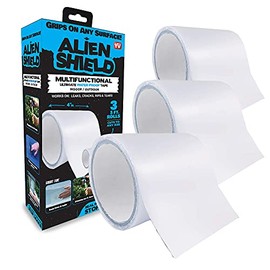 Alien Shield by Bell+Howell Transparent Sealing Tape Waterproof Repair Tape Adhesive Strips Patch Tape to Repair Tears, Cracks, and Leaks, 3 Rolls Total 15 Feet Rolls x 4” Width As Seen On TV