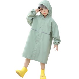 Yolrky Kids Raincoat, Girls, Boys, Backpack, Children's Rainwear, Rain Poncho, Kindergarten, School, Excursions, Rainy Season Protection, green, L