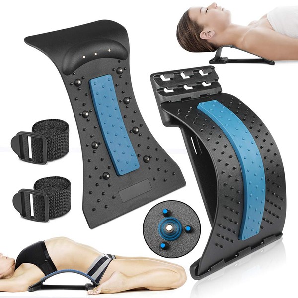 GES Back Stretcher Neck Stretcher Set of 2, Lumbar Support for Lower Back Pain Relief & Spine Deck for Cervical Pain Relief - Back Massager Spine Stretcher for Herniated Disc pain relief Sciatica