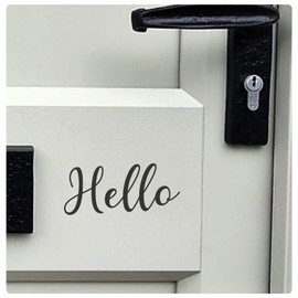Hello Door Letterbox Decal Sticker [9x4cm] Mail or Letter Box Vinyl, Can Also Be Transfered onto Windows, Walls and Any Smooth Flat Surface, Door Graphic Stickers (fb17-black)