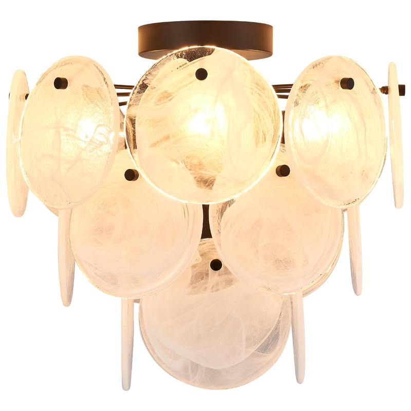 VANZARLA Modern Flush Mount Glass Ceiling Light, Black Hallway Lights