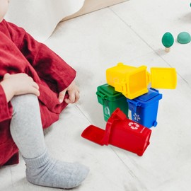 JOINPAYA 4Pcs Mini Trash Can Dollhouse: Bright Color Garbage Bin Garbage Sorting Game Garbage Bin Model for Dollhouse