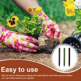 Plastic Ground Stakes 25cm Heavy Duty Landscape Edging Stakes Tent Stakes Spikes for Outdoor Garden Lawn Edging Patio Board Tents (40, Brown)