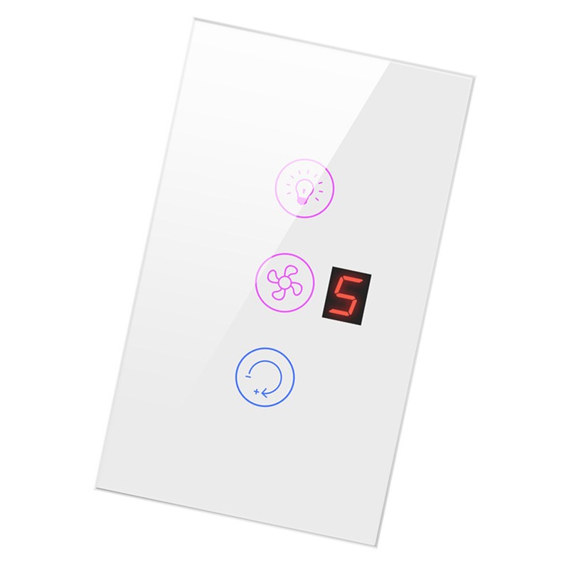 Tuya WiFi Intelligent Touched Screen Fan Light Switch Speed Adjustable