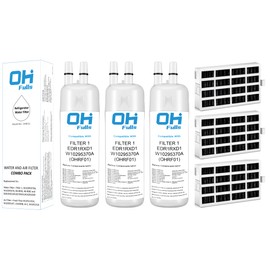 Fresh Flow Air Filter Replacement for W10311524, W10335147, 2319308, Air1, and Refrigerator Water Filter 1 Compatible with W10295370A, W10295370, 46-9930, EDR1RXD1, 3+3 Combo Pack