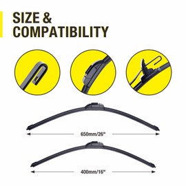 3 Wipers 26"/16"/12" Replacement For Toyota RAV4 2022 2021 2020 2019,Mazda 5 2015-2006, 26 Inch+16 Inch Windshield Wiper Blades with 12 Inch Rear Wiper Blade