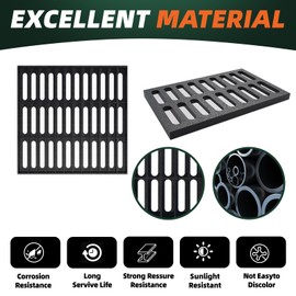 Cast Iron Drain Grate, 16 * 20in Outdoor Drain Cover, Heavy Duty B125 Class Channel Grate, Black Rectangle Drainage Grate, Metal Sewer Grate for Concrete Floor, Yard, Driveway & Garage.