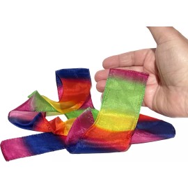 Deluxe 48" x 2" MAGIC RAINBOW SILK STREAMER Thumb Tip Trick Magician 4' Ft Long