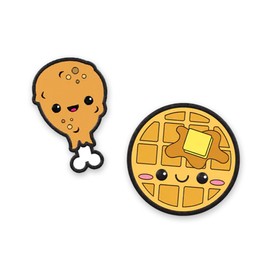 Pin Pin Pals - Enamel Pin Set (2 Pins Per Set) for Backpack, Bag, Lapel, Kawaii Button Collector - Chicken & Waffle