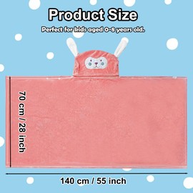 smilixin Premium Hooded Towel,Baby BathTowel with Hood,28"×55" Hooded Baby Towels,Ultra Soft Toddler Towels for Boys Girls,Highly Absorbent Bathrobe Blanket for Toddlers Shower (Pink)
