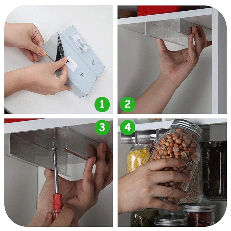 2 Pcs Mason Jar Organizer Space Saving Aluminum Alloy Kitchen