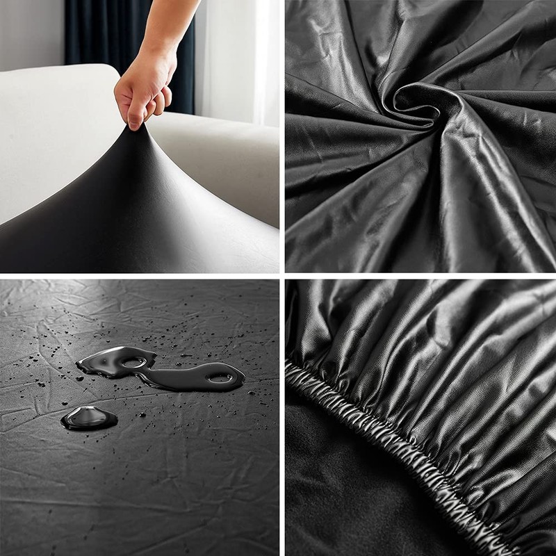 Shukii Stretch Dining Chair Covers - Waterproof PU Leather Slipcovers