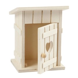 ZauberDeko Mini Gnome Toilet House Wooden Wichteldorf 8 x 6.5 x 10.5 cm (L x W x H)