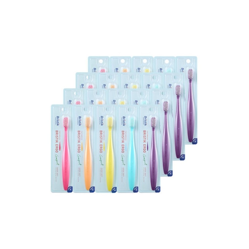 Bristic Ergo Adult Toothbrush 20-Count Compact / 브리스틱 에르고 성인