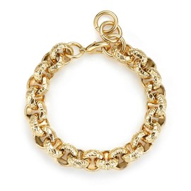 THE BLING KING Luxury 15mm Gold Plated & Bonded Leopard Print Belcher Bracelet – Waterproof 9ct Gold Plated, Fits Up to 8.5 Inches, Bold & Durable Design, Weighs 130g