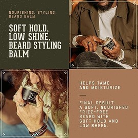 18.21 Man Made Beard Balm for Men, Spiced Vanilla, 2 fl. oz - Premium Grooming Cream with Low Shine for Conditioning and Shaping Beards, Mustaches -  