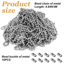 3 Meter Roller Blind Chain 4.5mm Stainless Steel with 10 Pcs Blind Cord Connector– Durable Replacement Chain for Roller Blinds, Easy to Install, Ideal for Home and Office Use