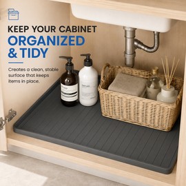 Waterproof Silicone Under Sink Mat – Kitchen & Bathroom Cabinet Liner, Leak & Drip Protection Tray, Easy-Clean Cabinet Protector
