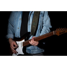 Ortega Guitars OSAR-4 Real Leather Guitar Strap Length Adjustable for Acoustic Guitar / Bass Electric Guitar / Electric Bass Artist Series Dark / Olive Tree