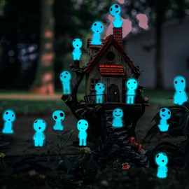 POPKER 20Pcs Glow in Dark Statues Fairy Garden Accessories Outdoor Luminous Ghost Gnome Elves Miniature Decorations for Decor Plant Tree Patio Lawn Terrace Balcony Yard Micro Landscape Kit