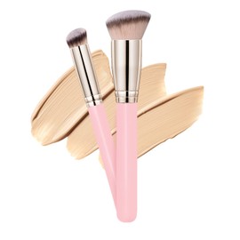 Brochas de maquillaje Dpolla Pro para base y brocha correctora impecable, perfectas para cualquier aspecto, cepillo de contorno de cabello de lujo de primera calidad, perfecto para mezclar líquidos, pulir, crema, esculpir, maquillaje mineral (rosa)