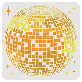 BENECREAT Disco Ball Stencil, 12x12inch Dancing Party Shiny Ball PET Painting Templates Drawing Stencils for Scrapbooking, Floor Furniture, Wall Art