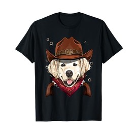 Cowboy Golden Retriever Western Rodeo Cowboy Hat and Bandana T-Shirt
