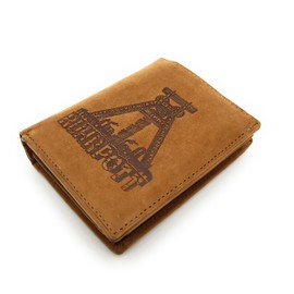 Lemasi Genuine Buffalo Full Leather Wallet for Men, Natural Hunter Leather Wallet Ruhrpott Ruhr Area Transport Tower with RFID NFC Protection, Portrait Cognac, Contemporary