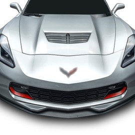 Front Grille Brake Scoop Accent Vinyl Decal Overlay Wrap Compatible with Corvette C7 Z06 Grand Sport 2014-2019 - Gloss Red