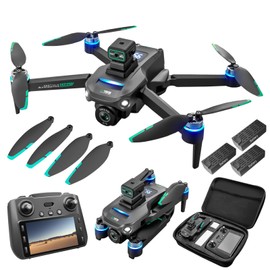 Drones with Camera for Adults 4K, GPS UHD Drone, 5G Remote Controller with Screen, One Key Return, Dual Camere, 3rd Gear Speed, Optical Flow Mode and Obstacle Avoidance, Drone for Beginners (Black)