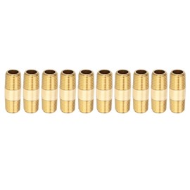 PATIKIL 1/4" x 1/4" NPT Male Brass Pipe Fitting Long Nipple, 5Pcs 1-1/2" Long Straight Pipe Fitting Connector Extender for Fuel, Air, Water, Oil, Gas System Connection, 1200PSI