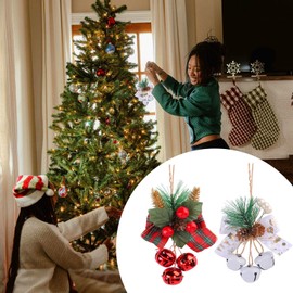 Lopsity 2pcs Christmas Jingle Bells Christmas Large Bell Ornaments for Christmas Tree Wall Door Wreath Outdoor Garden Lucky Decoration(Red and White) (red+White)