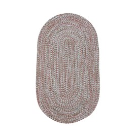 Orchid Blended Tweed Reversible Braided 2X4 Scatter Throw Rug - Poppy Red, Handcrafted in USA, Woven Texture, High Traffic, Entryway, Kitchen, Mudroom, Bed, Bath, Foyer, Porch - 2 FT X 4 FT Oval