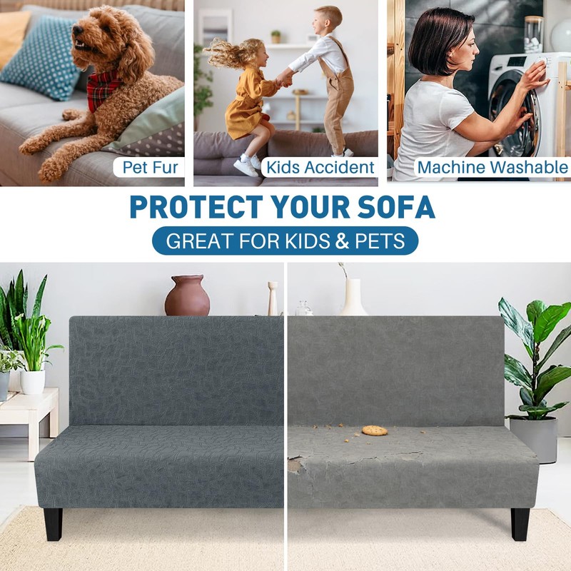 MAXIJIN Waterproof Futon Cover Full Size Washable Armless Sofa Bed