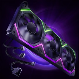 AsiaHorse Nyota Pro 120mm Reverse Quiet Case Fan, 120mm PC Fan, Compatible with Daddalink Connection, Underside/Side Air Intake ARGB PWM 2000RPM, Black, 3 Pack