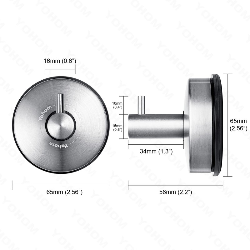 YOHOM Suction Cup Hook, Stainless Steel Towel Holder with Suction