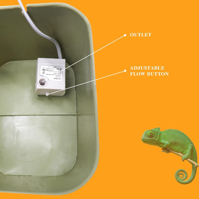 Reptile Water Bowl with Filtration System, Lizard Drinking Fountain, Bearded